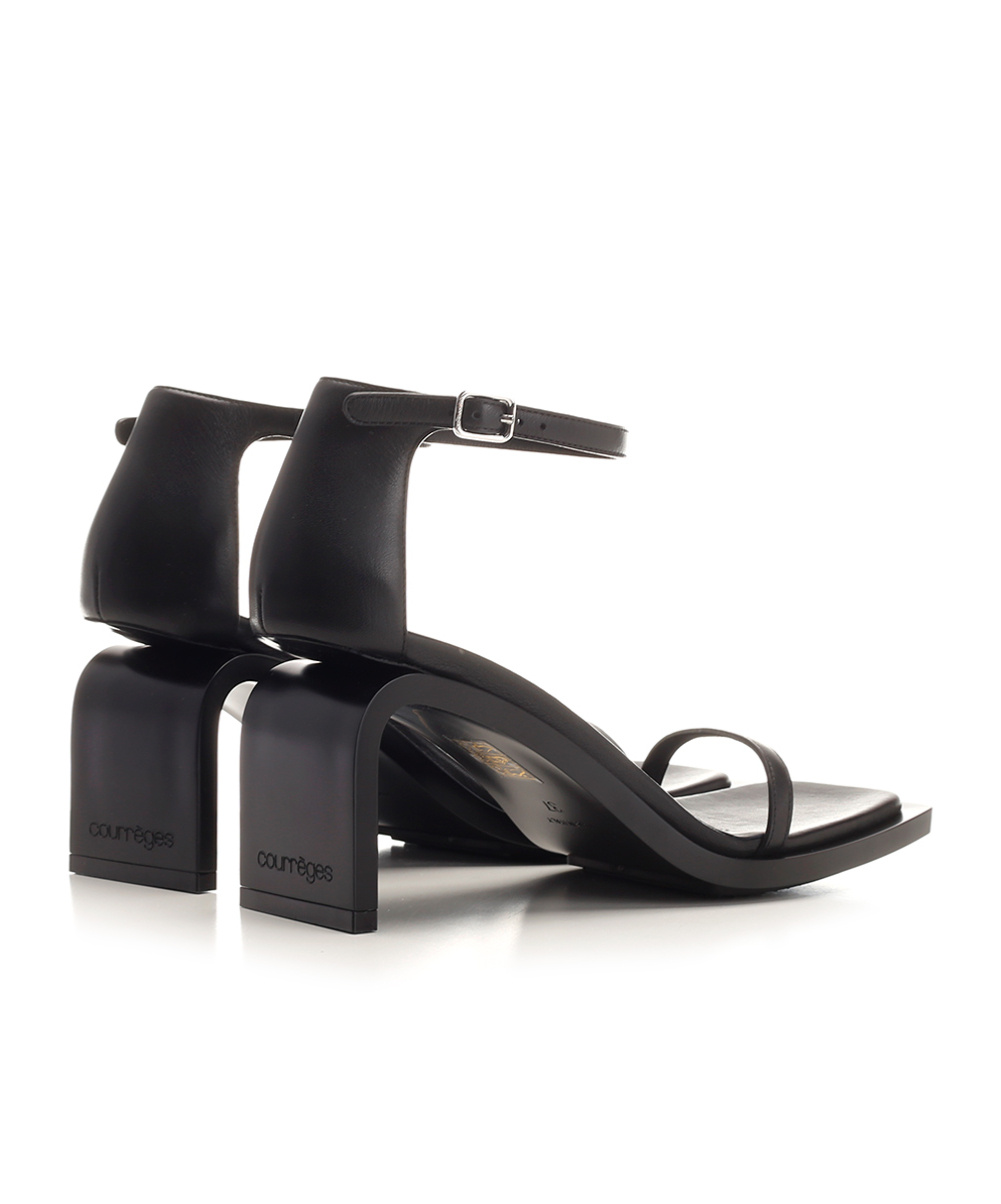 Courrèges Sandals With 85mm Heel And Rubber Sole In Black