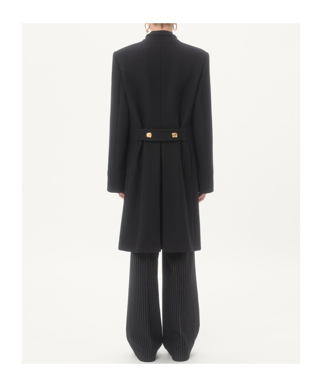 Valentino Double-breasted Coat In Double Wool In Black