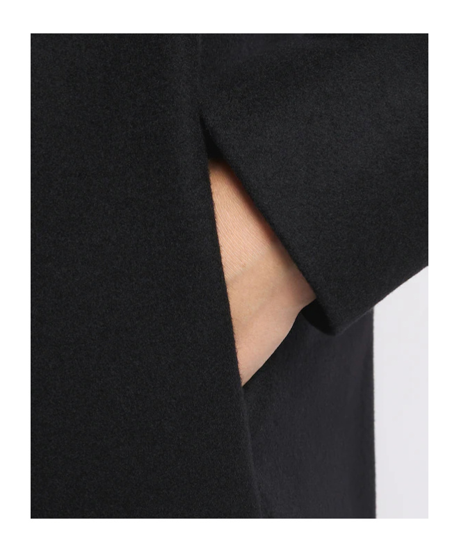 Fay Structured Black Coat With Stand-up Collar And Toggle Closures In Black