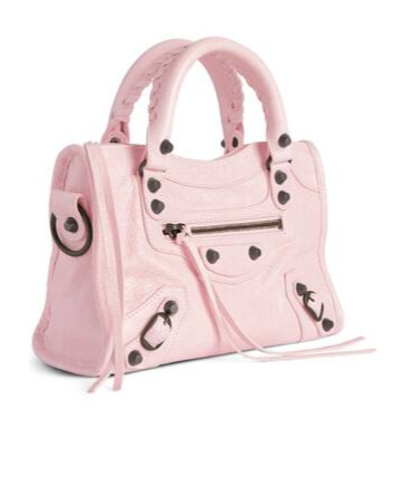 Balenciaga Mini Leather Shoulder Bag With Metal Studs In Pink