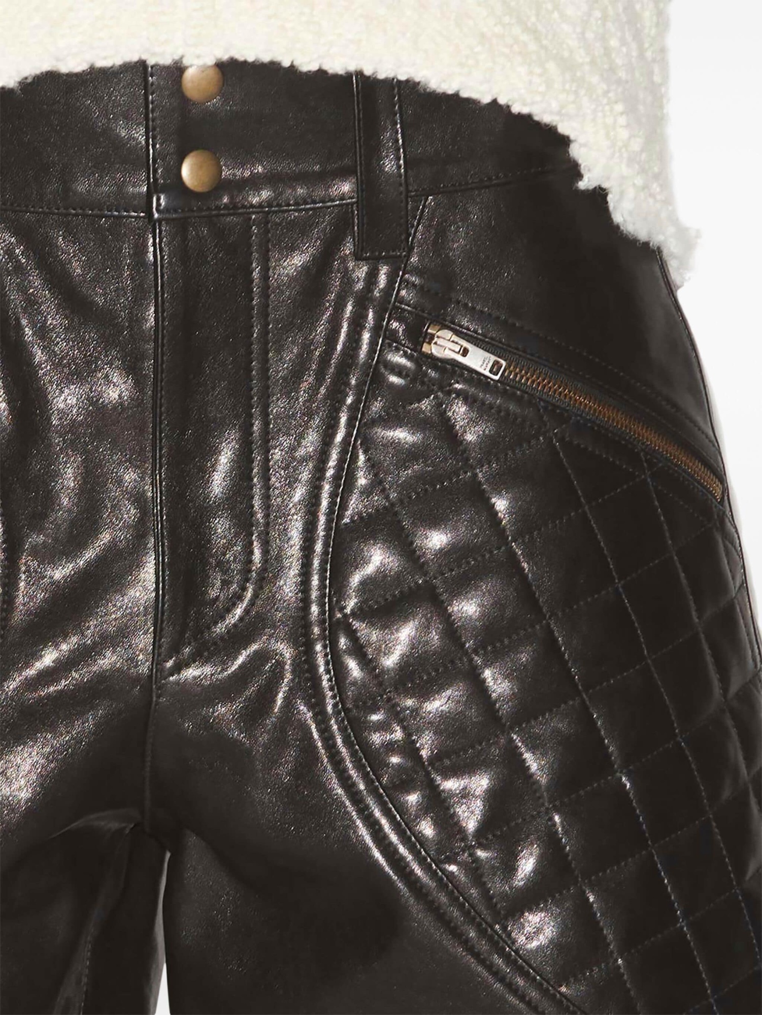 Isabel Marant Candice Mini Shorts In Quilted Leather In Black
