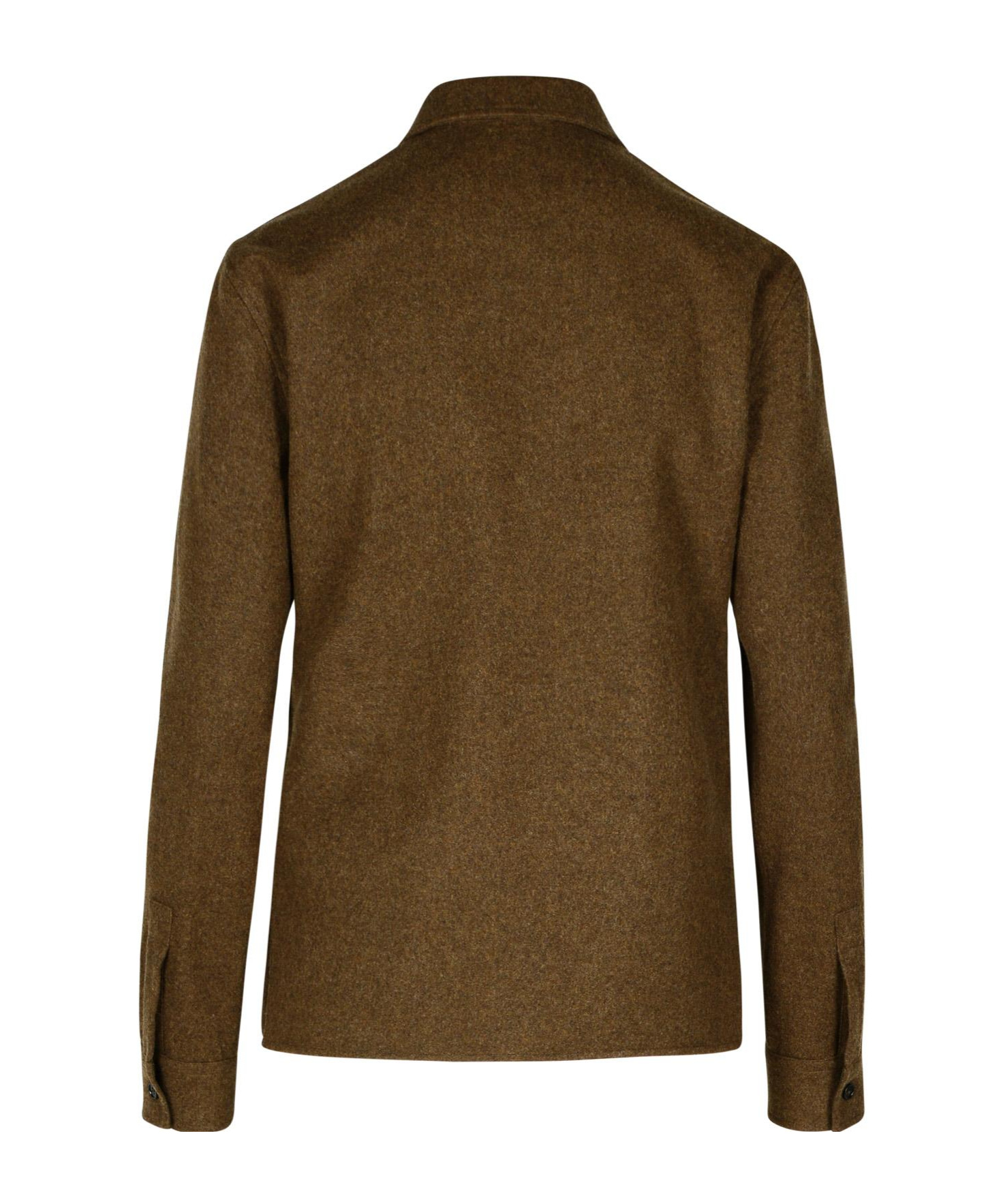 Jil Sander Wool Shirt With Collared Neck And Buttoned Cuffs In Brown