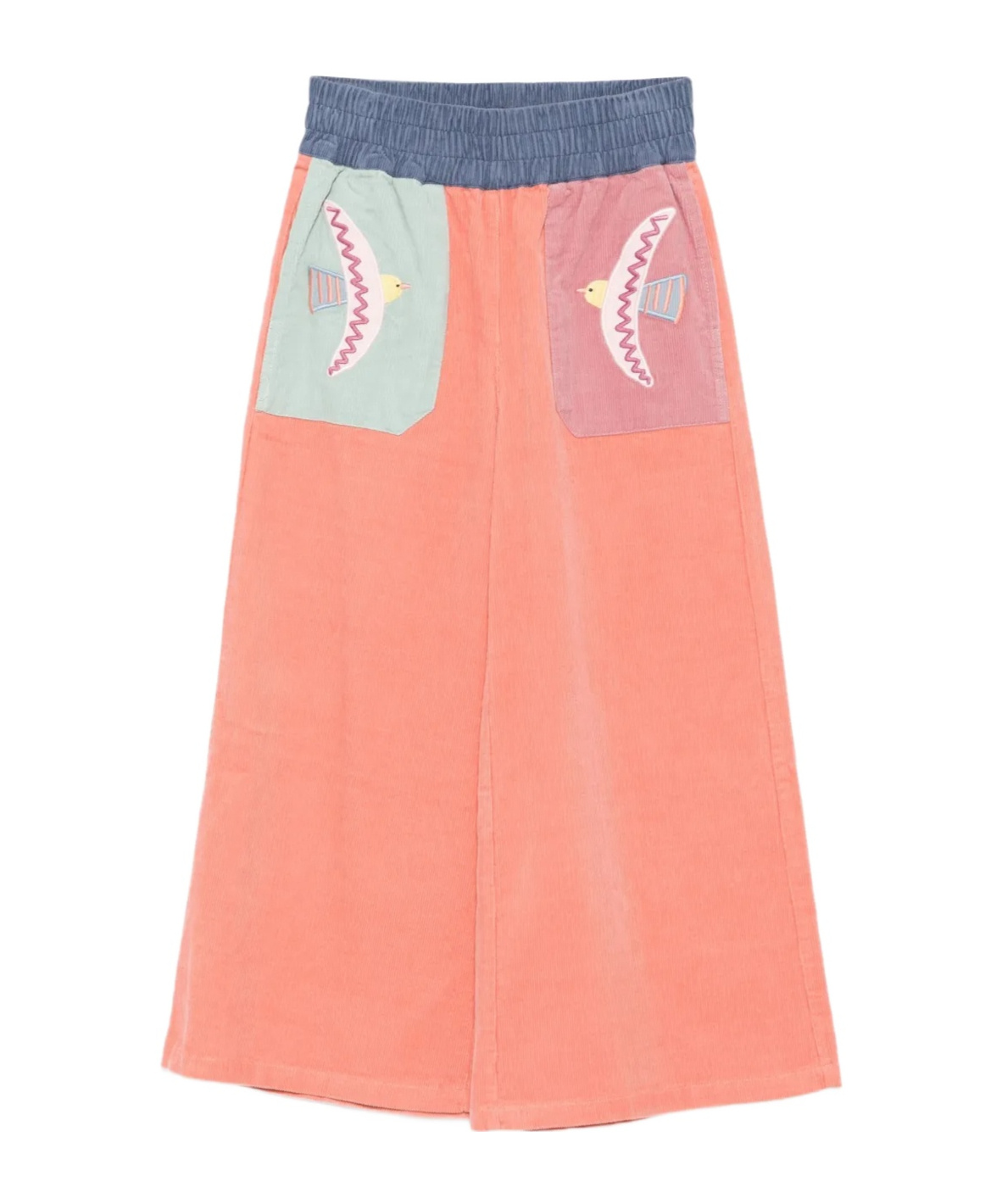 Stella Mccartney Bird-embroidered Corduroy Trousers In Pink