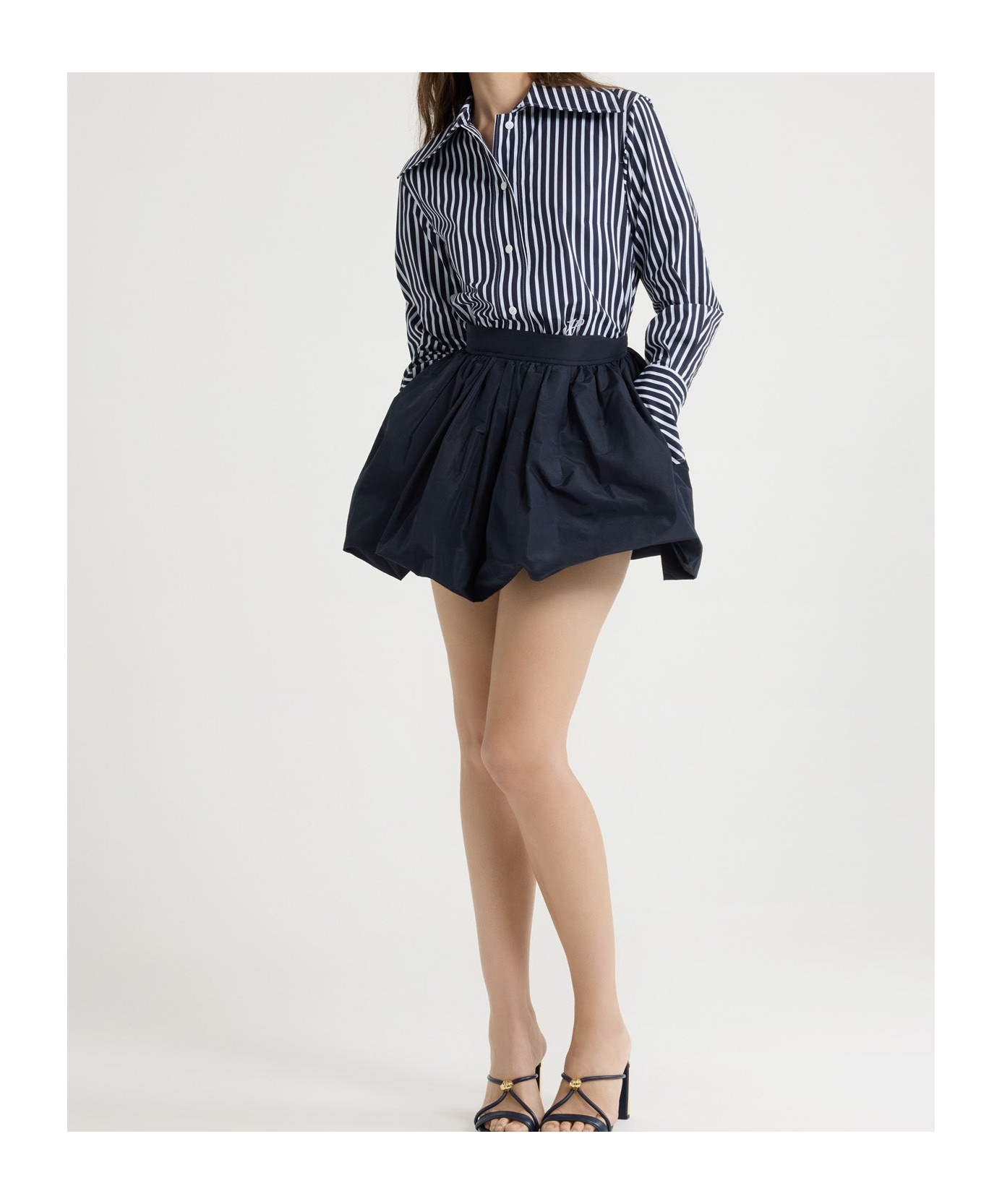 Patou Tailored Shirt In Printed Organic Cotton Poplin In Black
