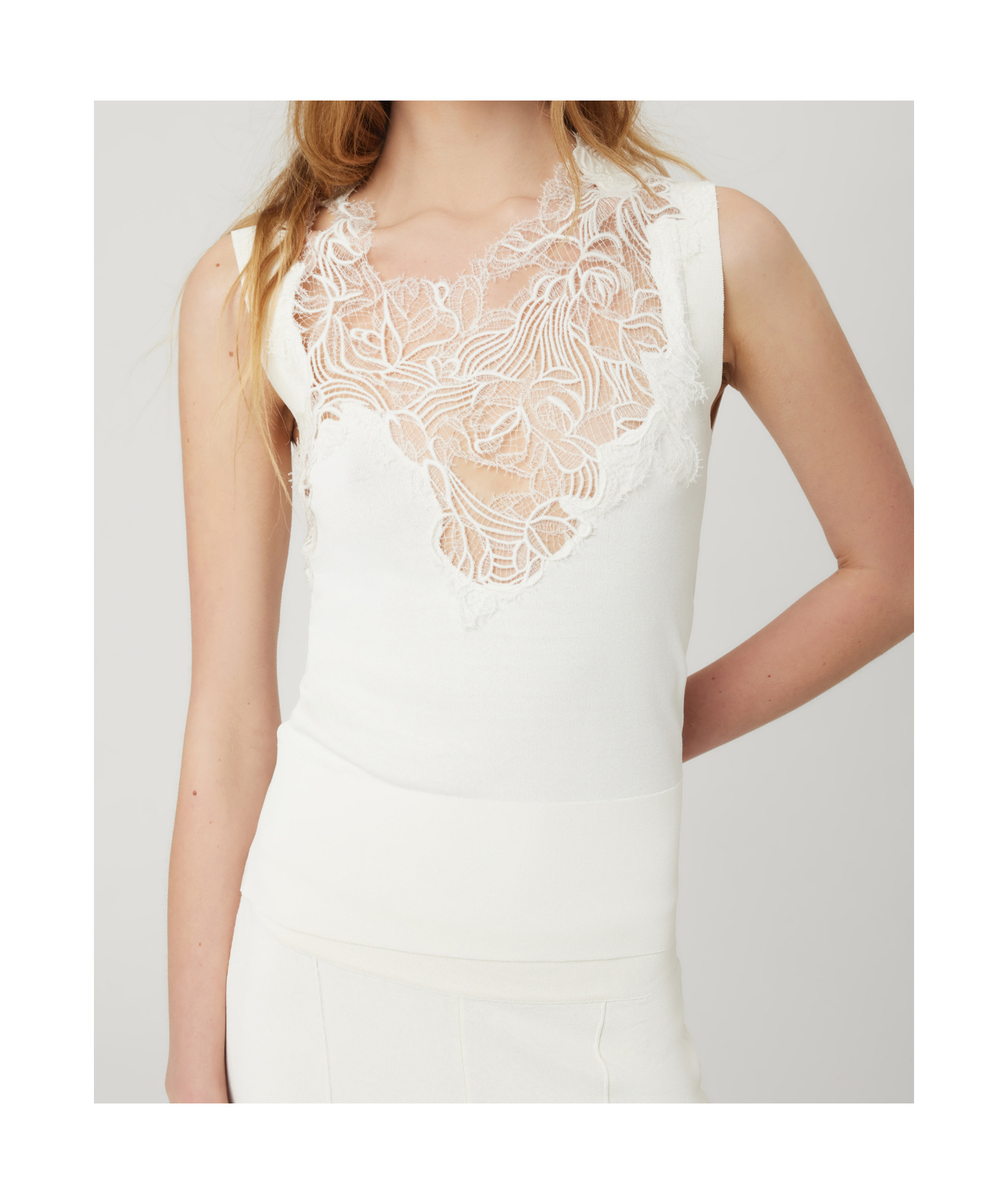 Ermanno Scervino Floral-embroidered Tank Top In White