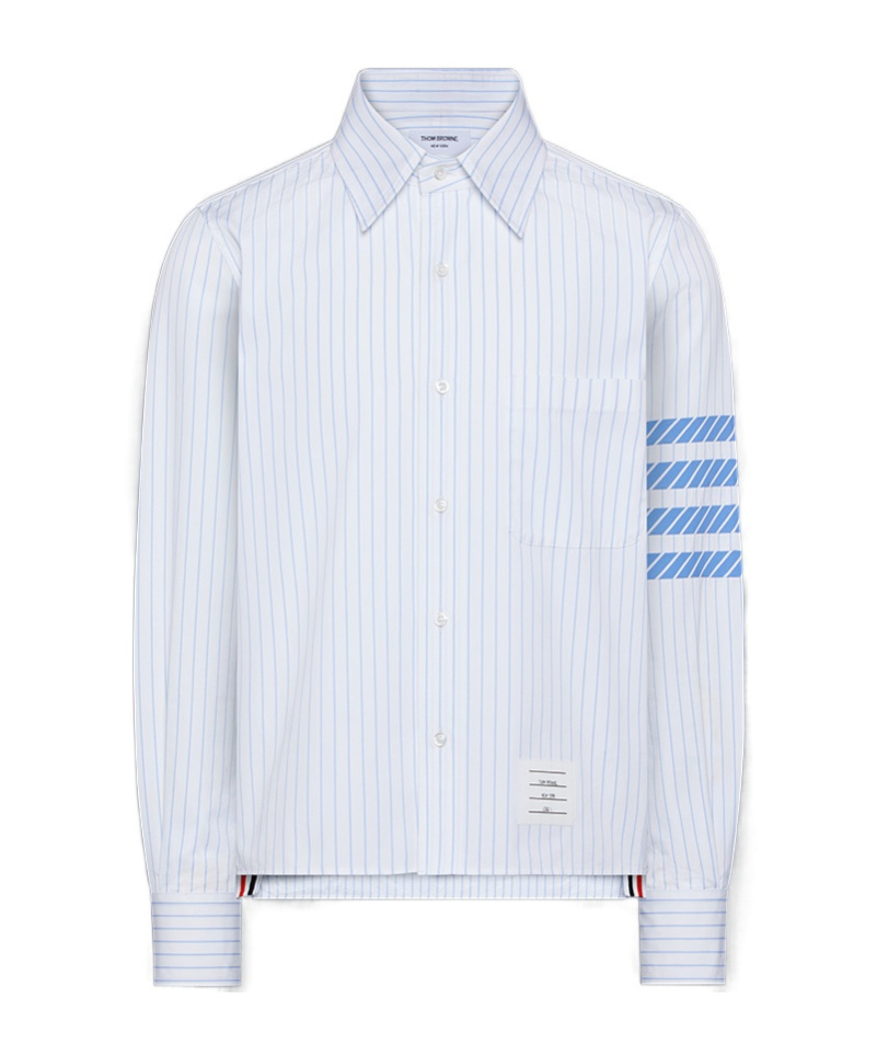 Thom Browne Striped Shirt In Blue