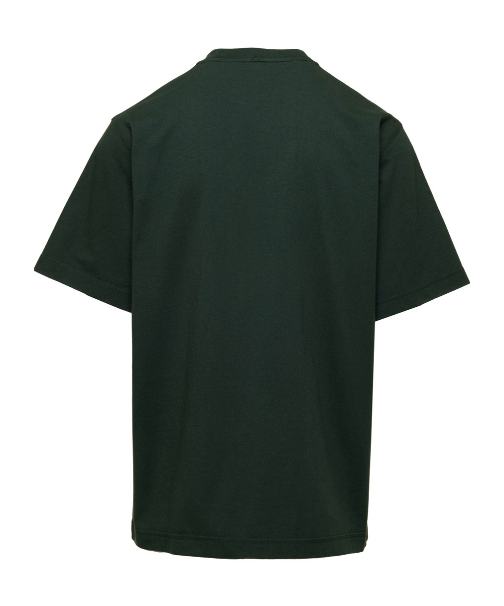 Burberry Green T-shirt With Front Print In Cotton Man In Black