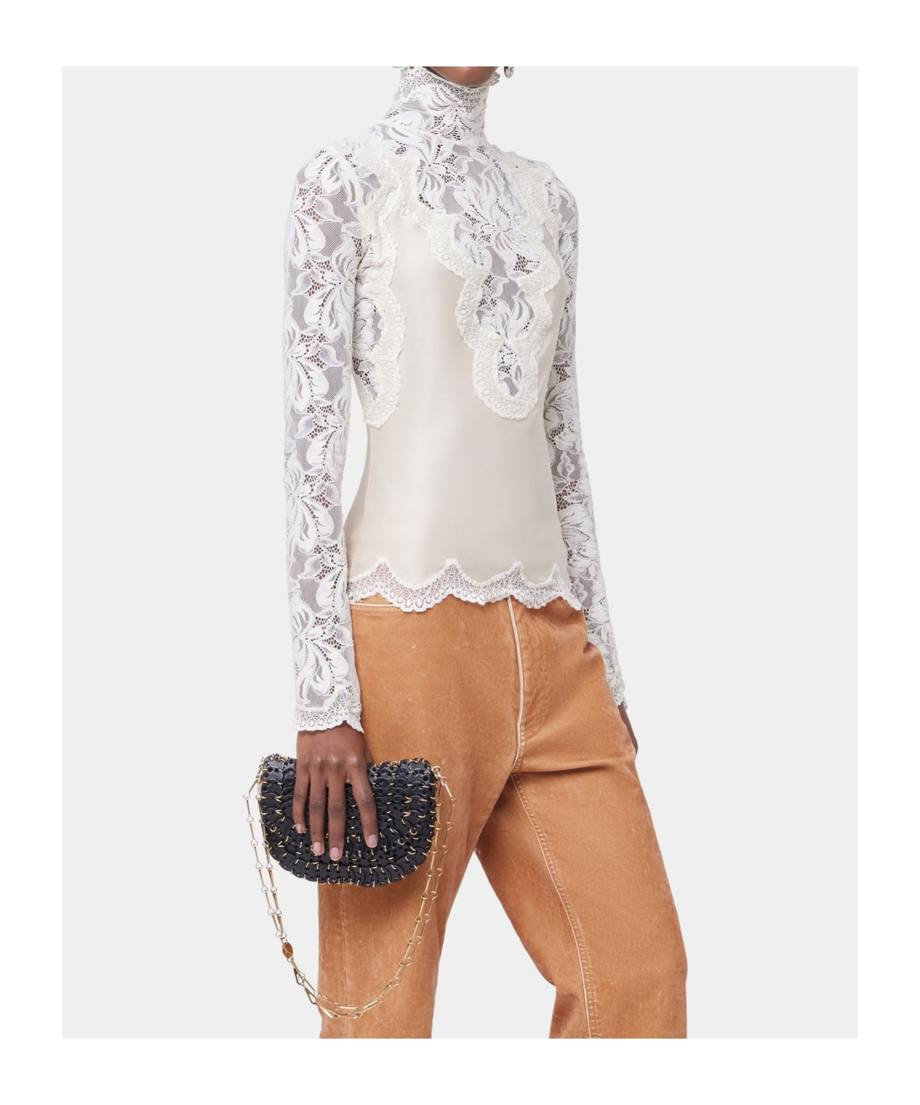 Shop Rabanne Long-sleeve Lace Top In White