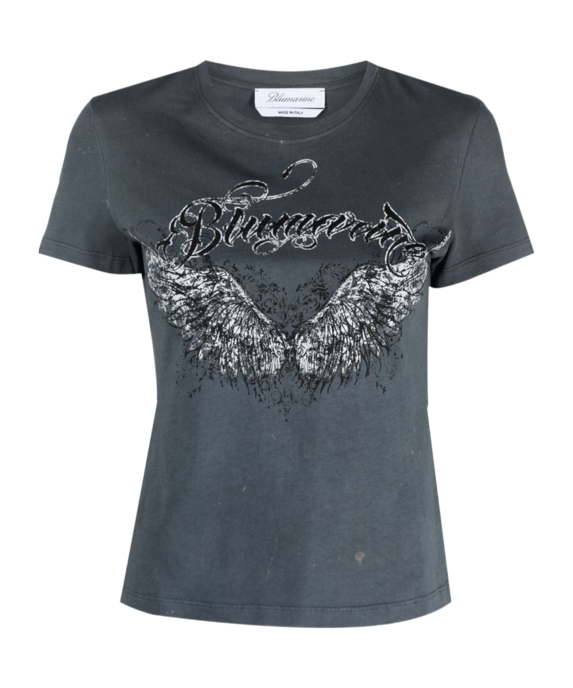 Blumarine Sleeved Graphic Crew Neck Top In Black