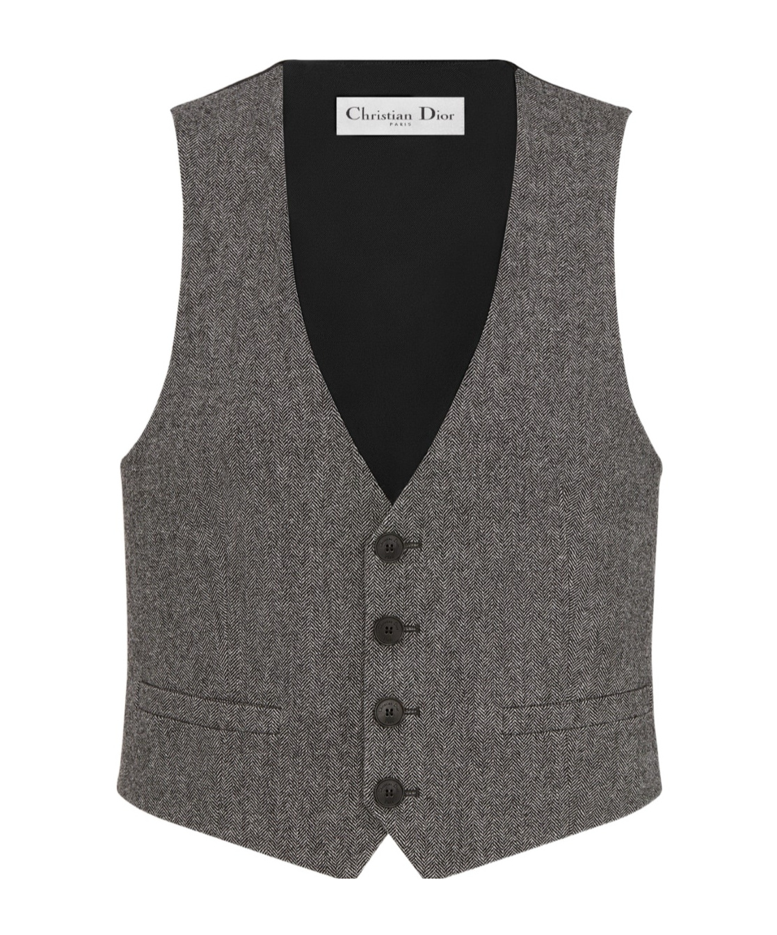 Dior Button Wool Vest In Gray