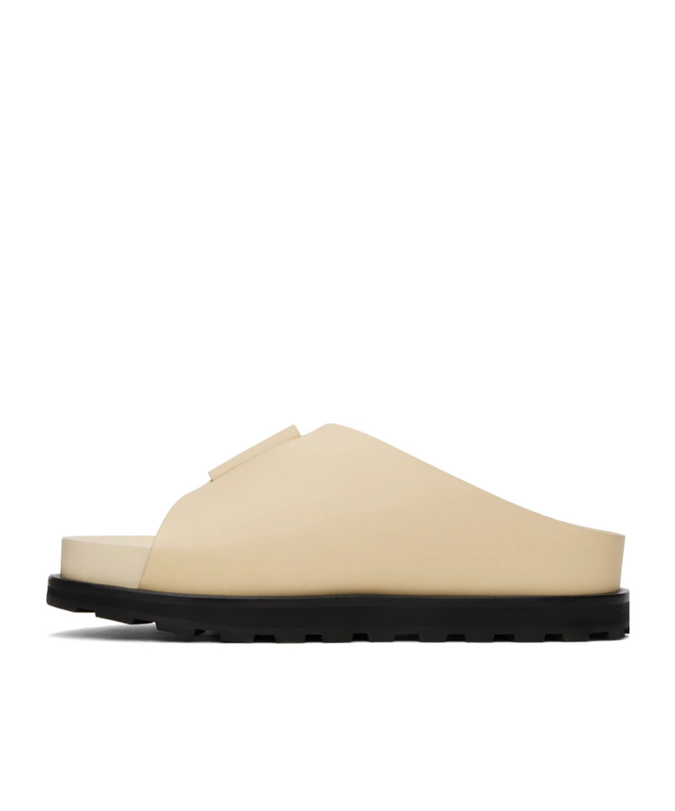 Jil Sander Beige Cross-strap Leather Slides In Nude