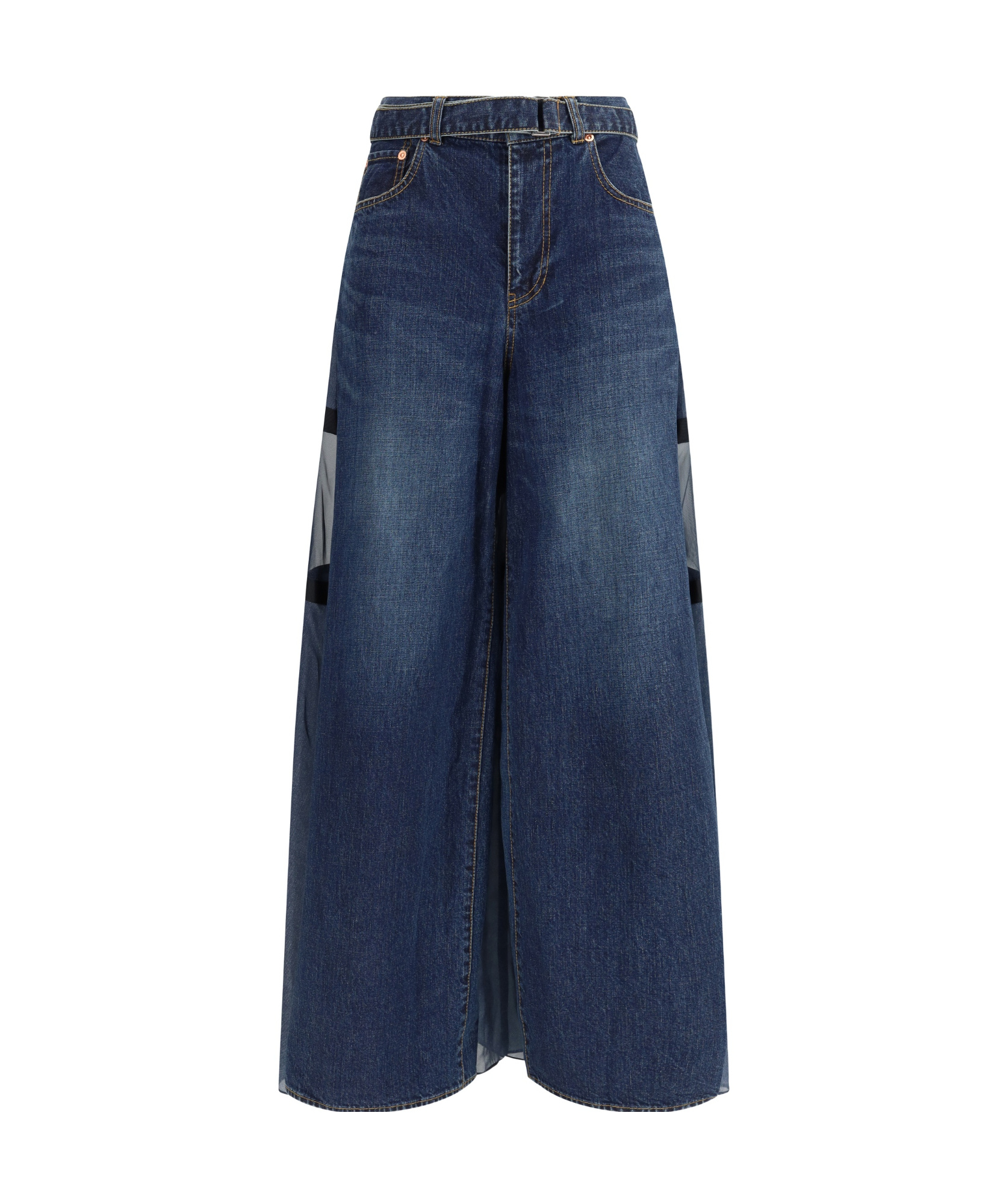 Sacai Denim Pants With Liner Back In Blue