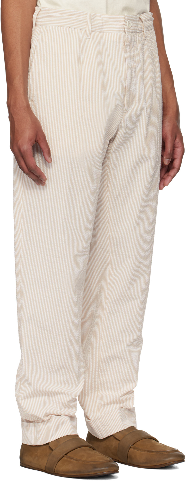 Engineered Garments Beige & White Andover Trousers In Beige\white