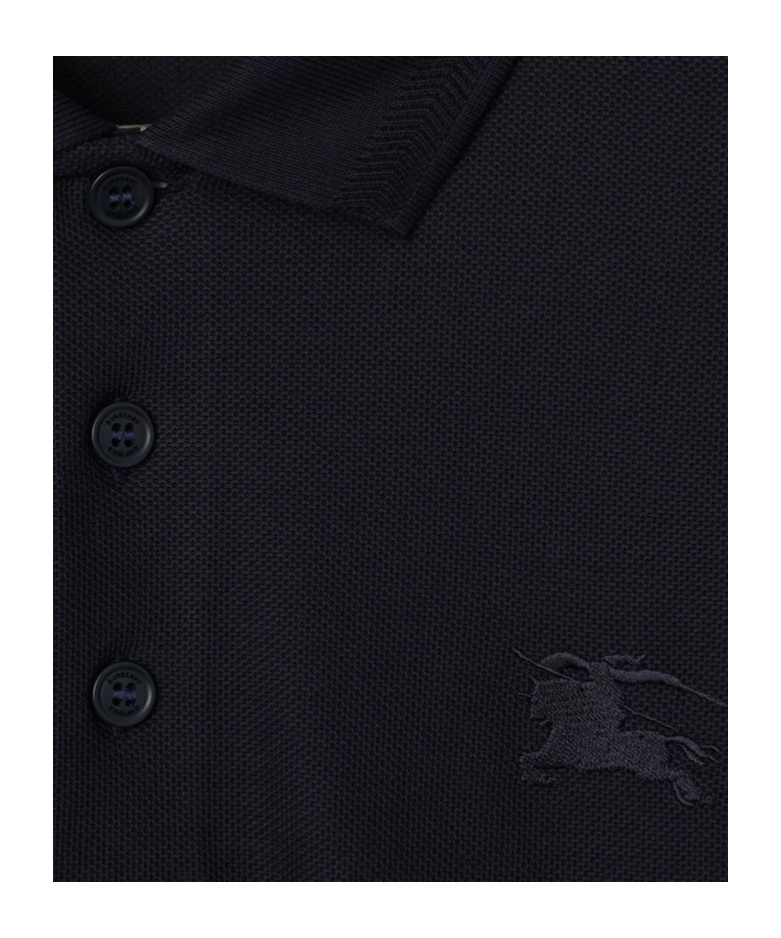 Burberry Ekd Long-sleeve Polo Shirt In Black