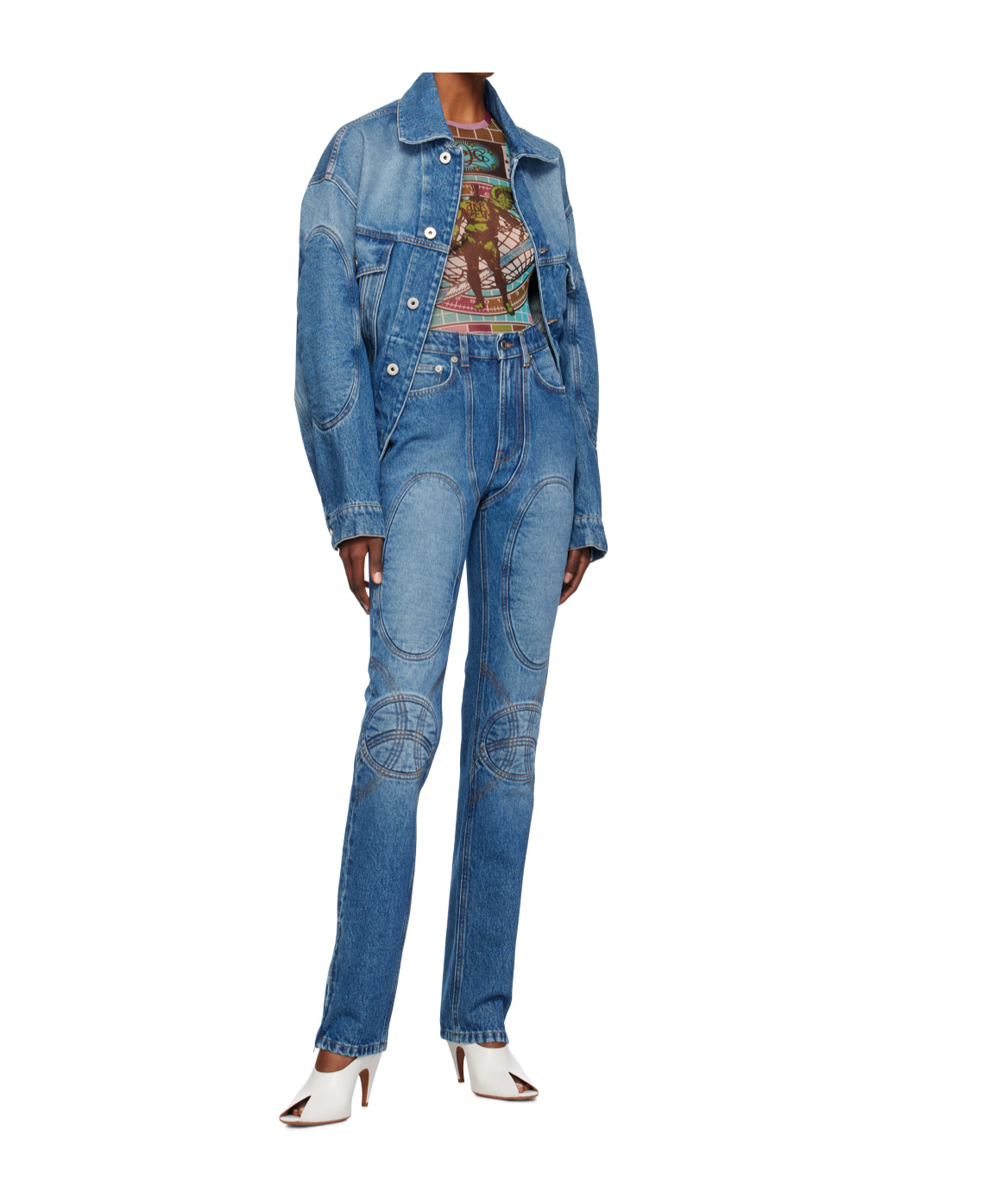 Jean Paul Gaultier Lacing Denim Jacket In Blue