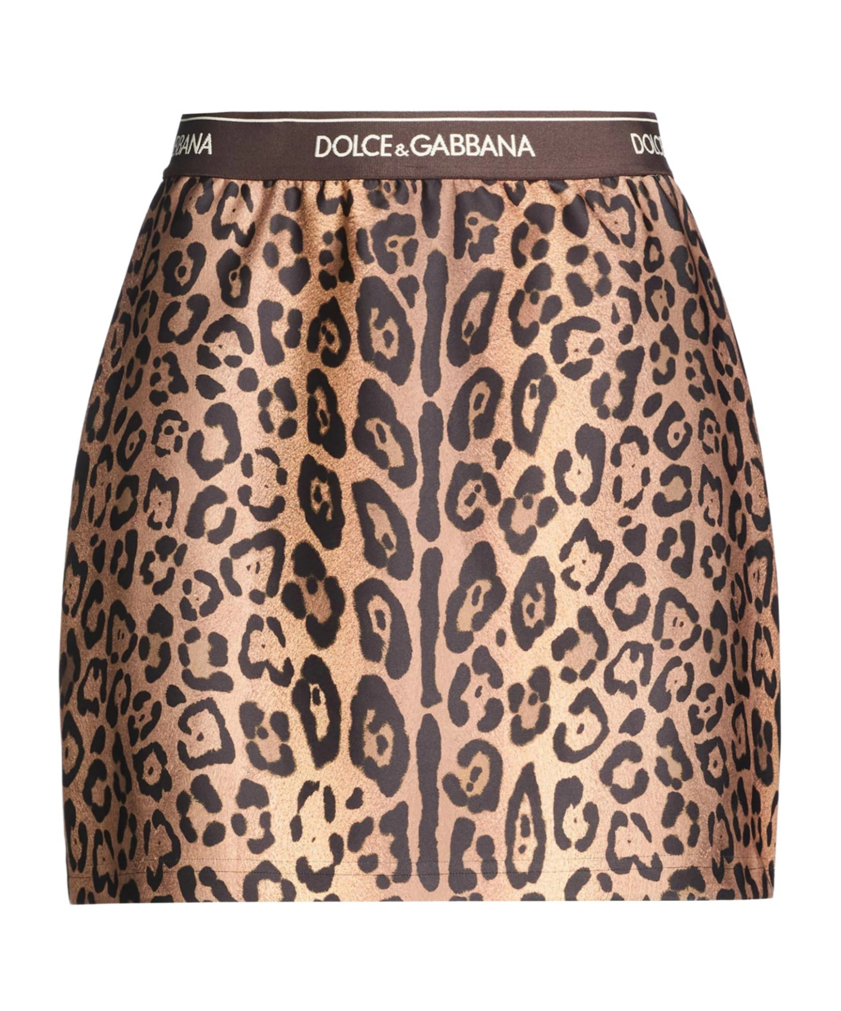 Dolce & Gabbana Leopard Print Flare Skirt In Camel