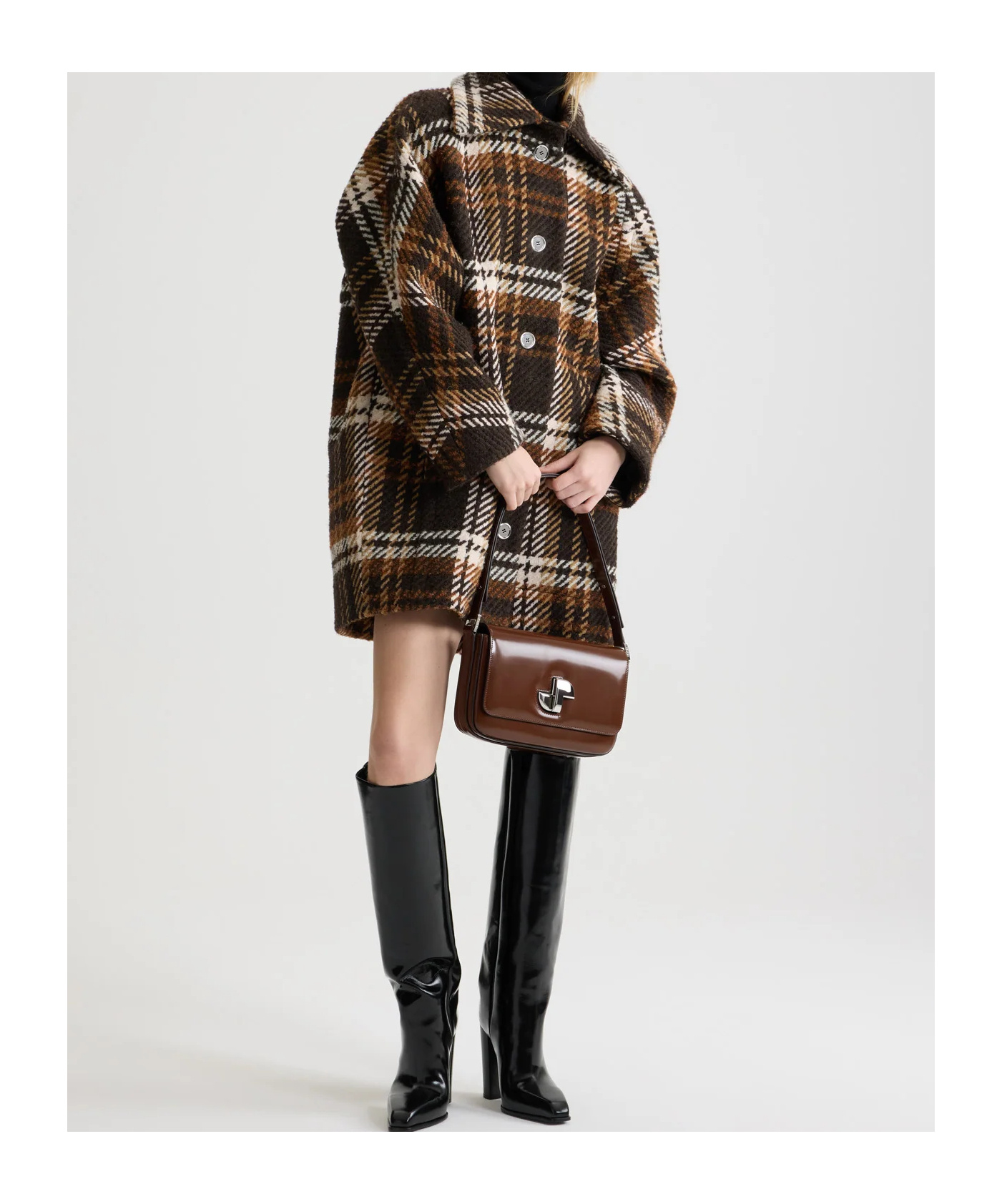 Patou Checked Wool-blend Coat In Multi