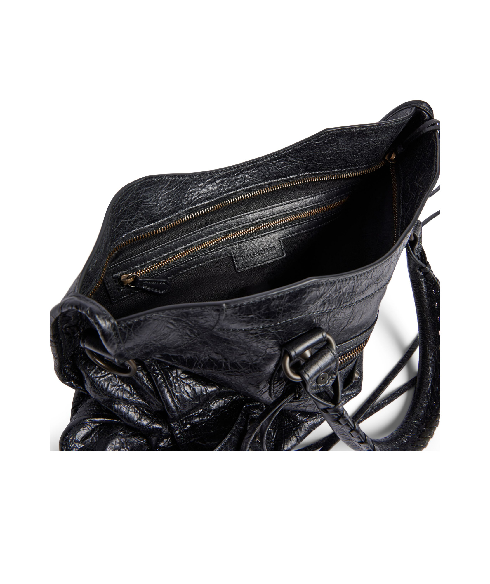 Balenciaga Le City Bag Medium In Metallised Arena Lambskin In Gray