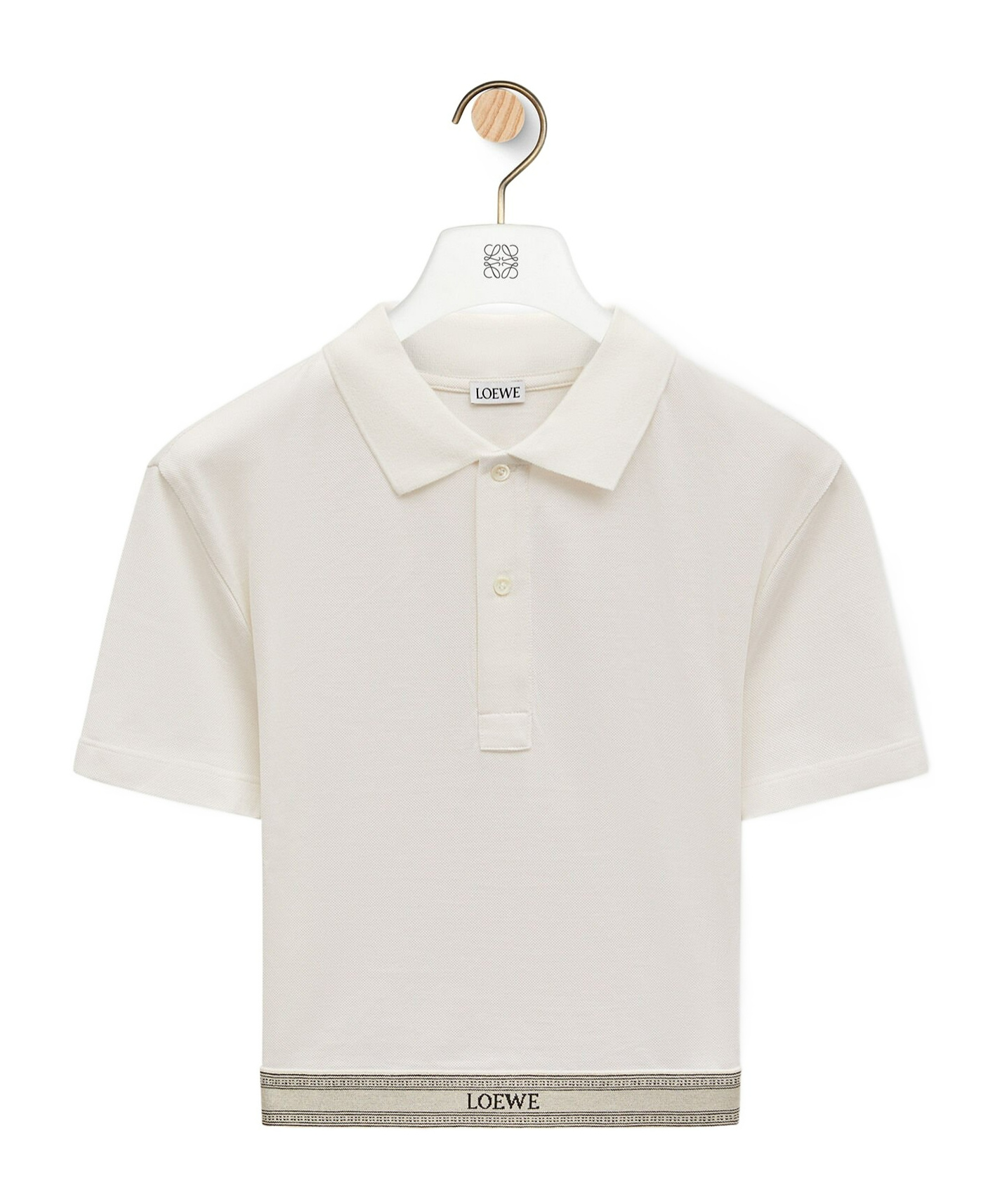 Loewe Cropped Polo In Silk And Cotton In White