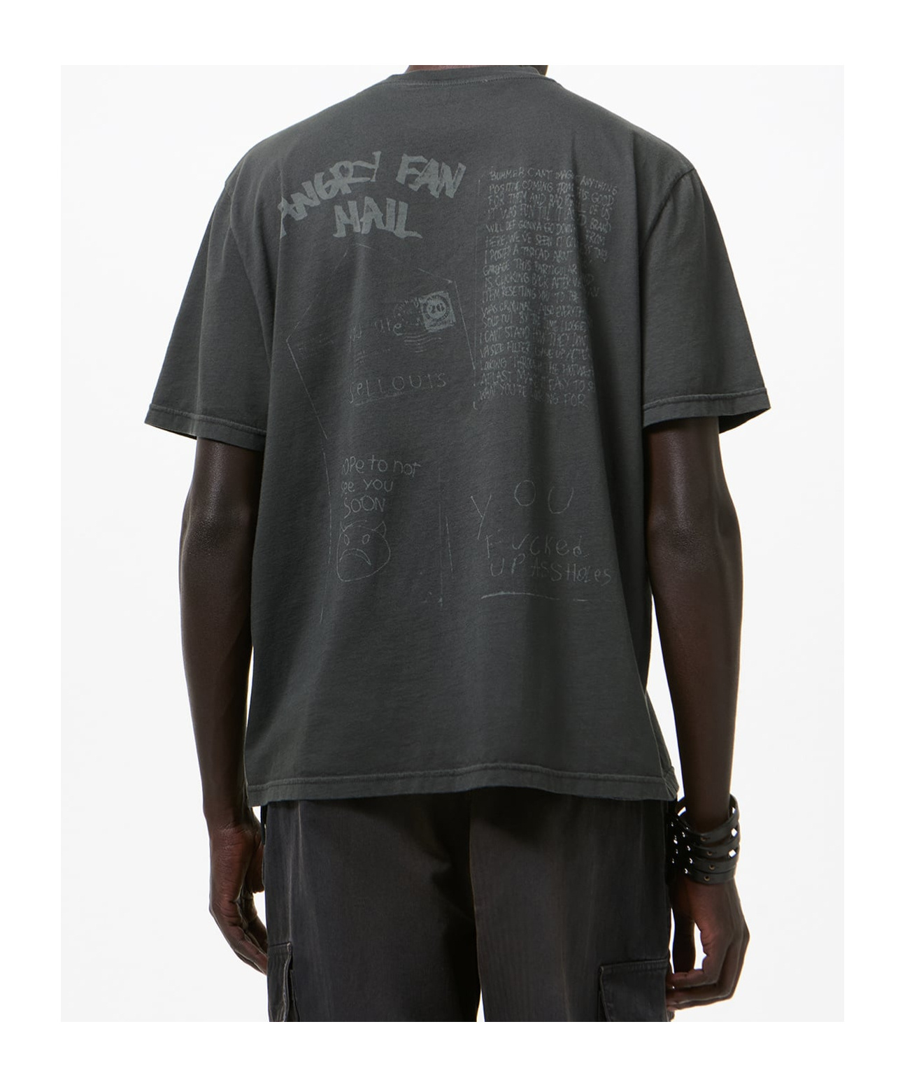 Our Legacy Men S Box T-shirt Angry Fan Mail Print In Gray