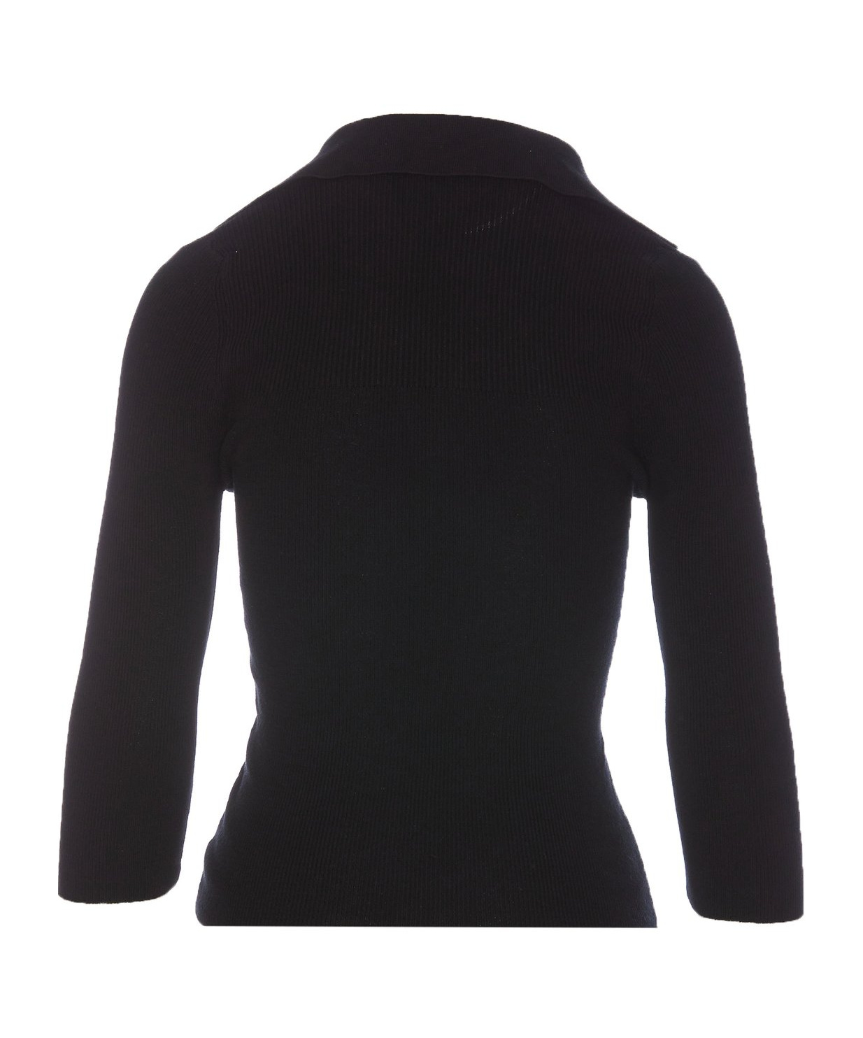 Vivienne Westwood Ribbed Texture V-neck Polo With Long Sleeves In Black