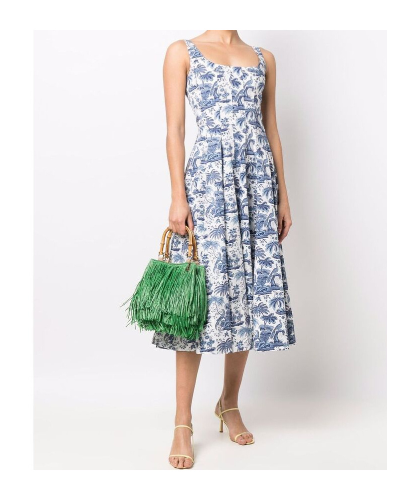 STAUD STAUD WELLS FLORAL PRINT SLEEVELESS MIDI DRESS
