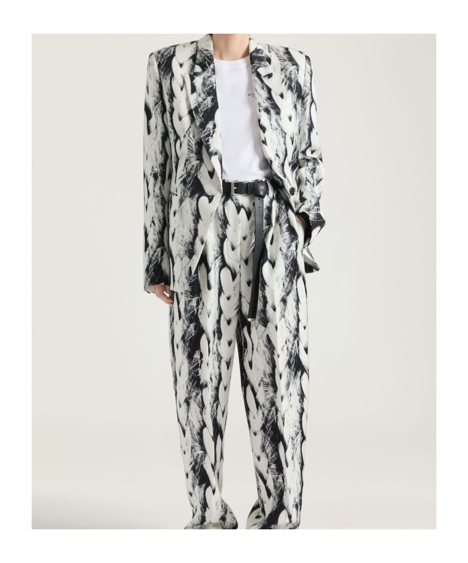 Givenchy Boxy Single Breasted Jacket In Wool With Hair Print In White