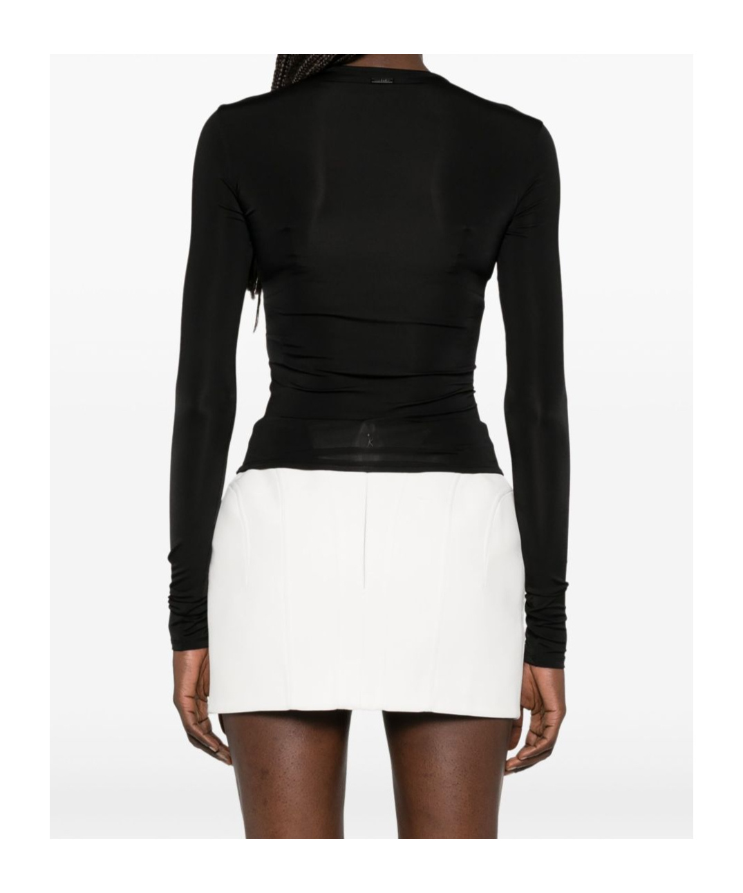 Mugler Long Sleeve Tie Top In Black