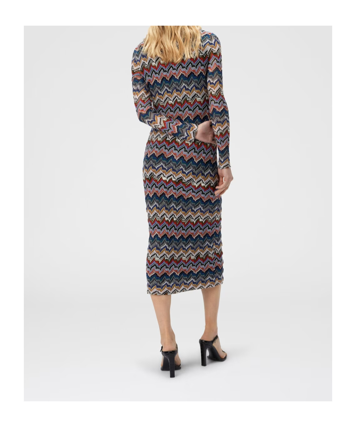 Missoni Zigzag Long Sleeve Midi Sweater Dress In Black