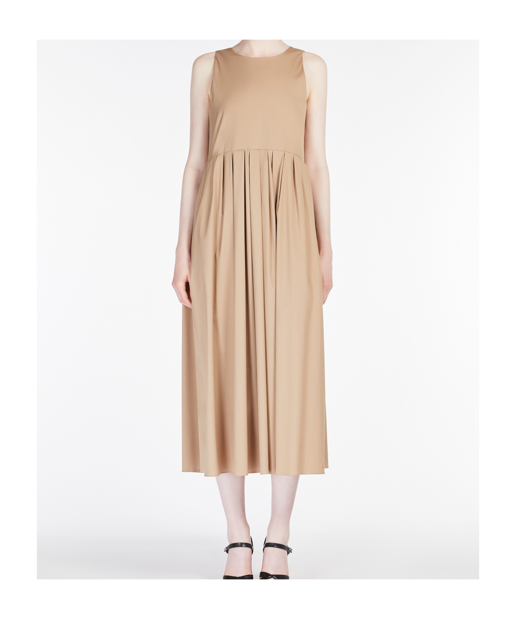Max Mara Round Neck Sleeveless Dress In Nude