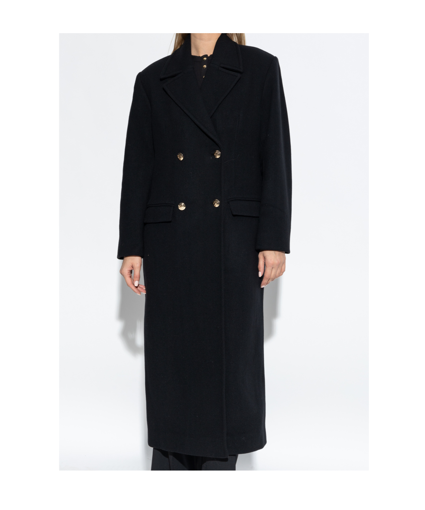 Shop Anine Bing Double-breasted Coat In Black