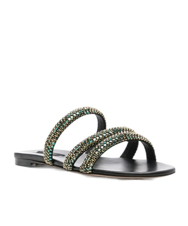 Casadei Crystal Embellished Sandals In Black
