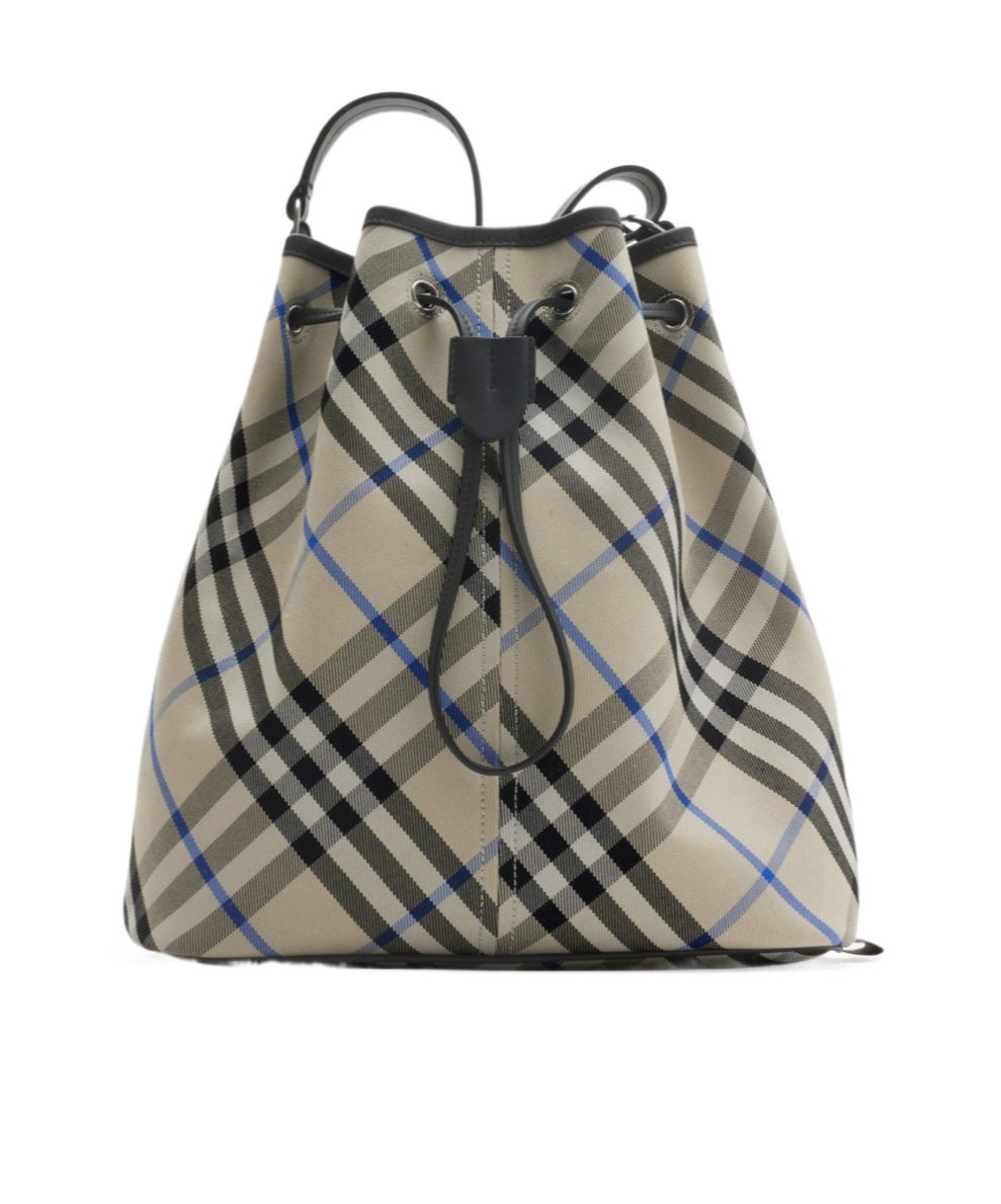 Burberry Medium Check Bucket Bag In Lichen Color
