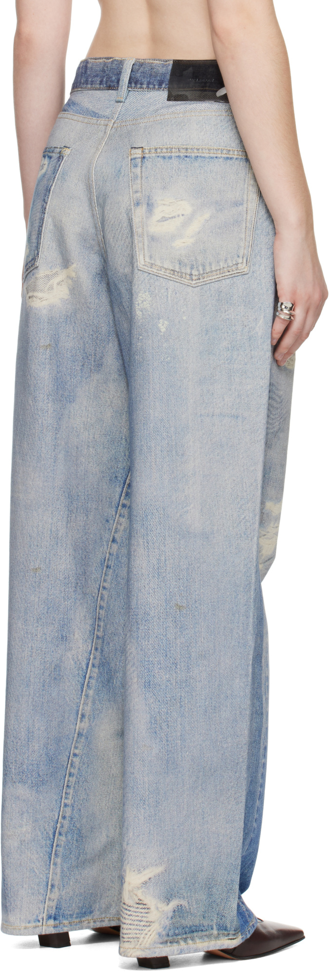 Our Legacy High Waist Boyfriend Jeans With Distressed Finish In Blue