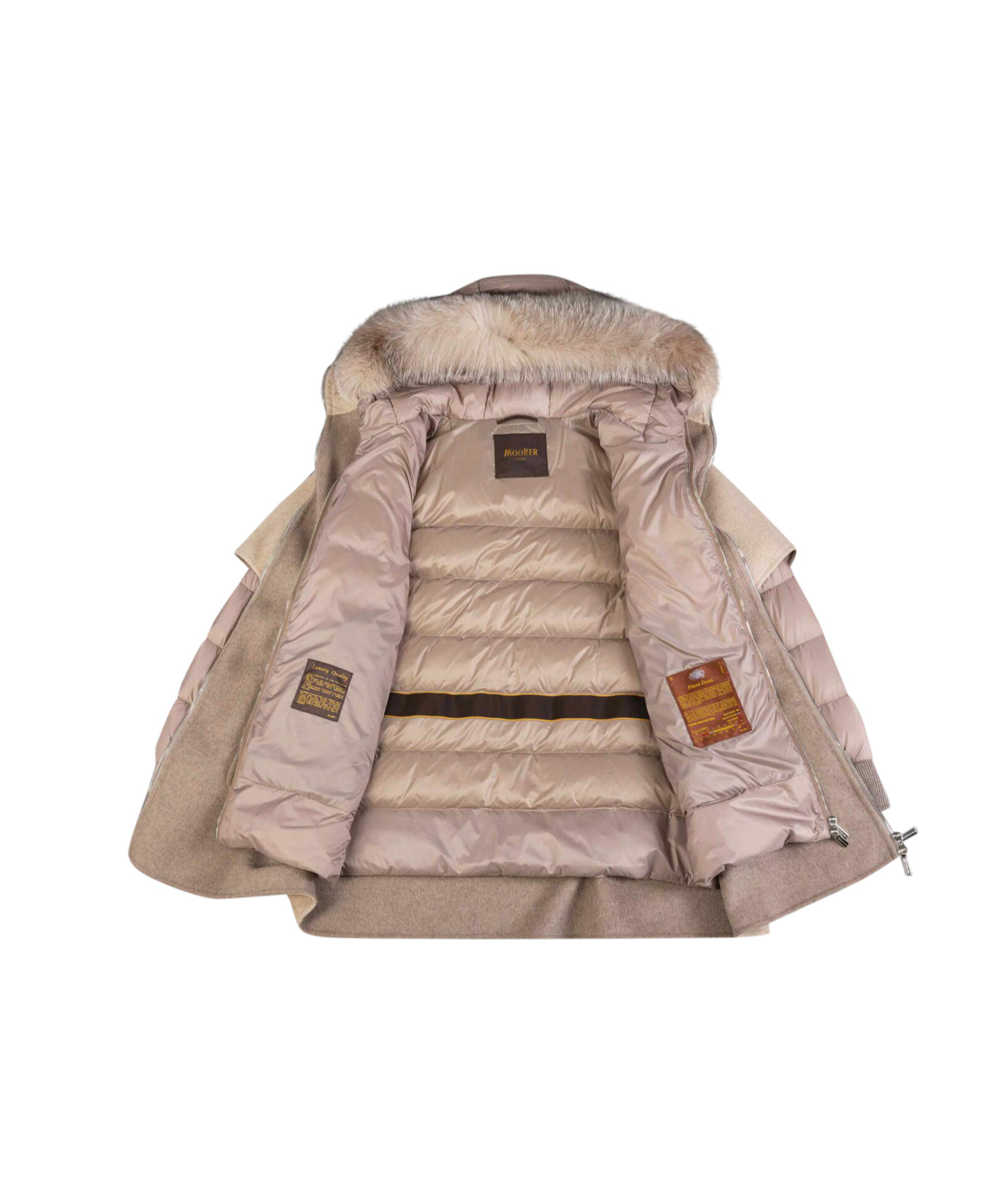 Moorer Hooded Down Jacket In Nude
