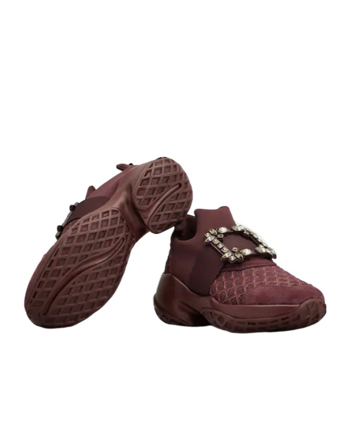 Roger Vivier Viv' Run Sneakers In Fabric In Burgundy