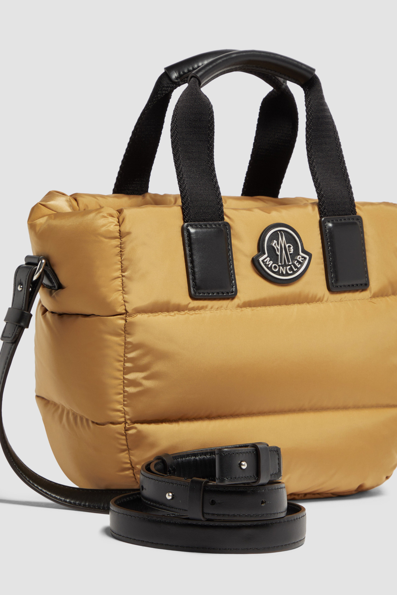 Moncler Caradoc Mini Shoulder Bag In Camel Beige