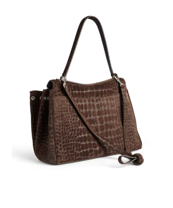 Balenciaga Womens Brown Rodeo Medium Croc Suede Top-handle Bag In Brown