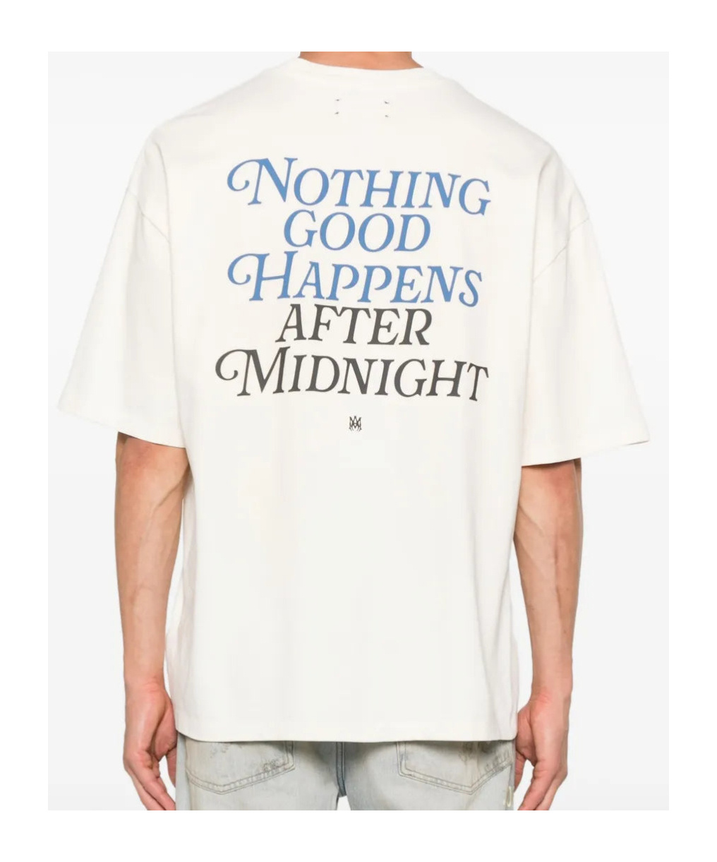 Amiri Boxy-fit Graphic T-shirt With Midnight Message In White