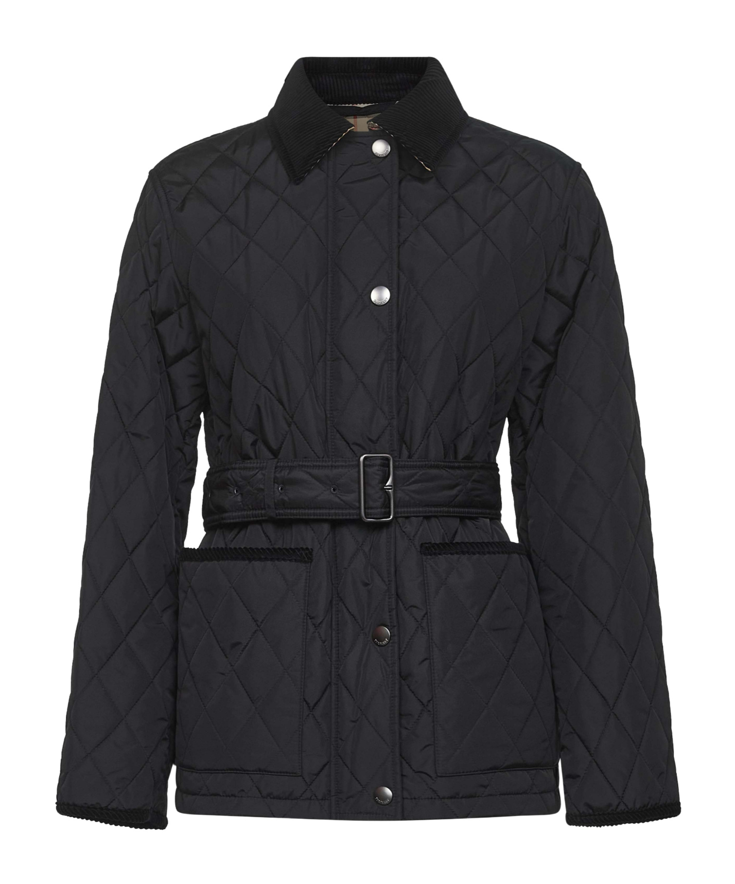 Burberry Belted Quilted Down Jacket In Black