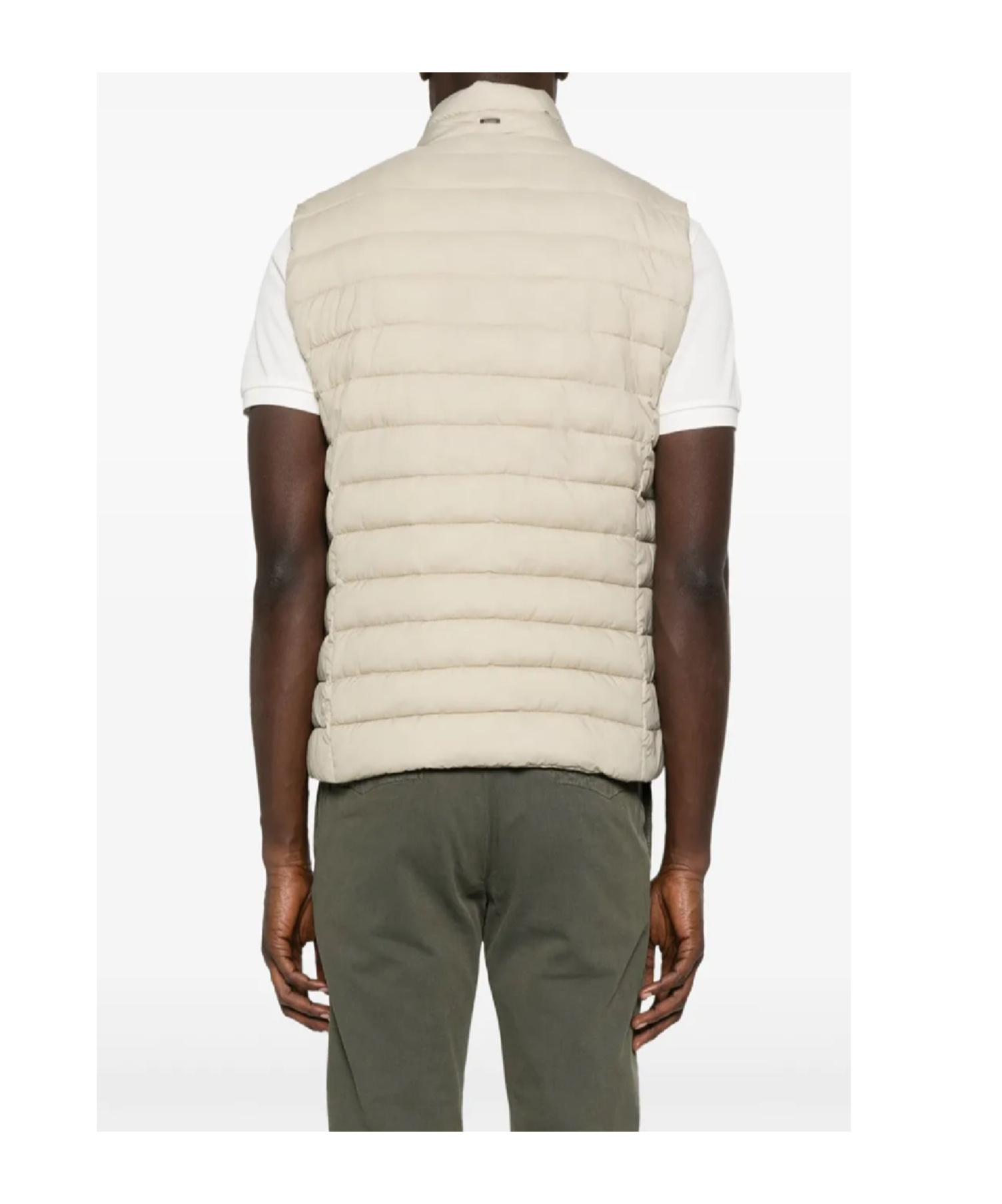 Herno Sleeveless High Neck Padded Jacket With Zip Pockets In Neutral