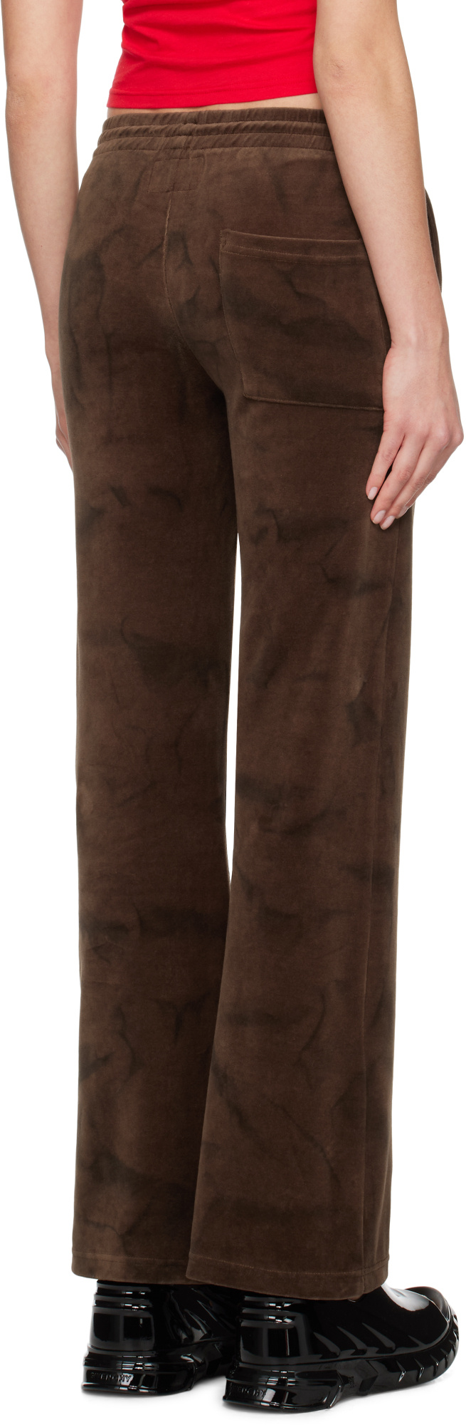 Shop Praying Velvet Flared Sweatpants In Brown