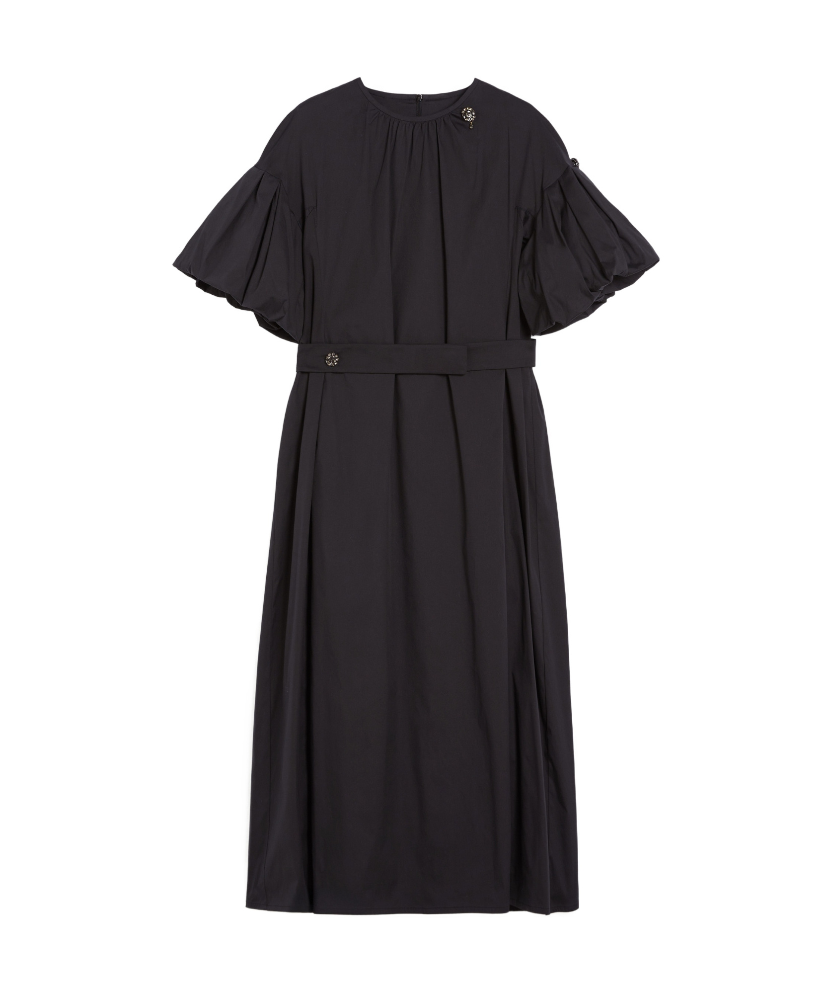 Max Mara Round Neck Short Sleeve Dress In Black