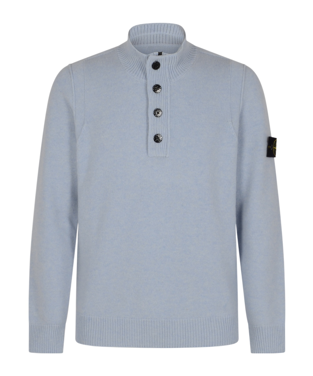 Stone Island Long-sleeved Turtleneck Sweater In Blue
