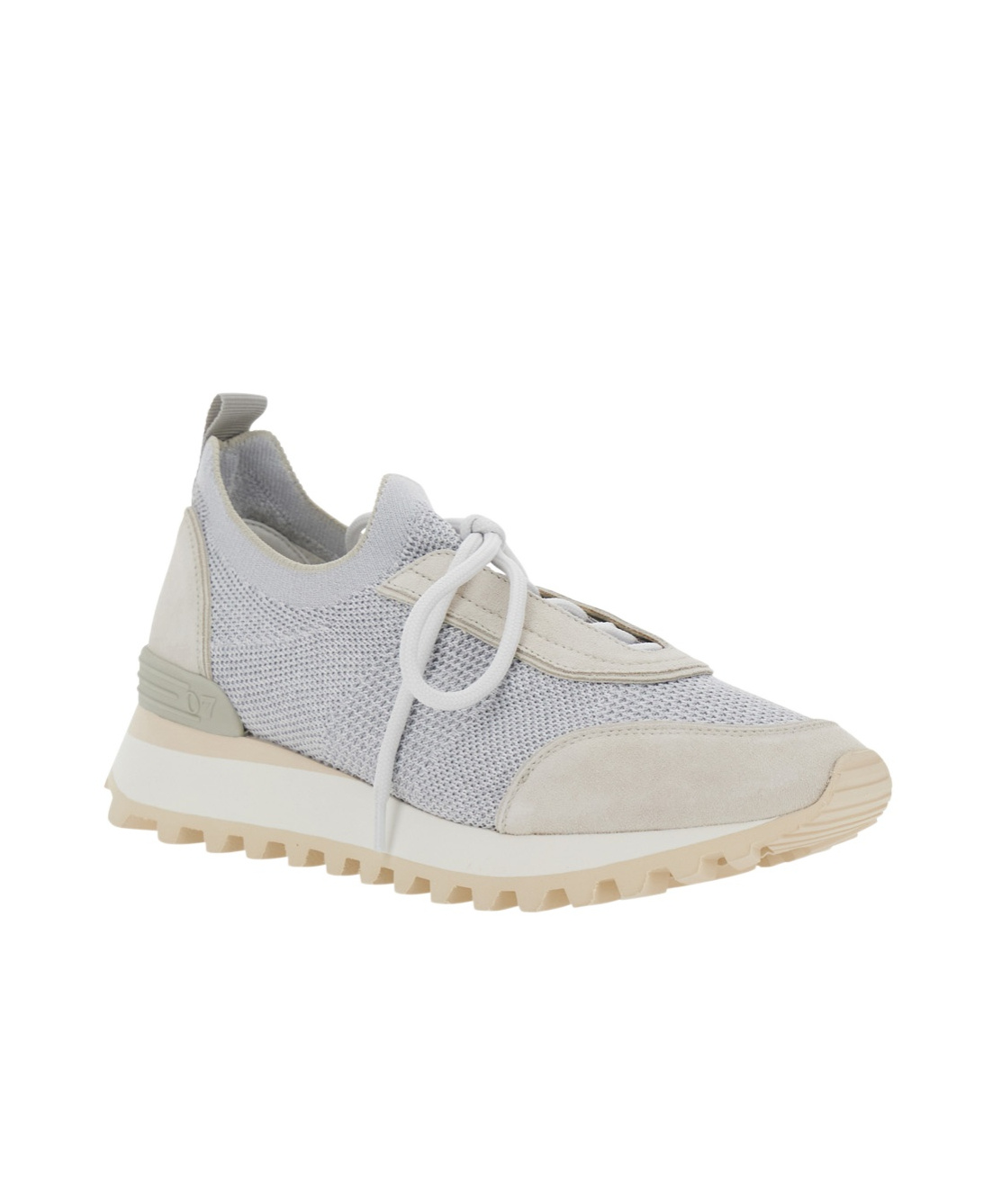 Eleventy Grey Sneakers With Knitted Upper And Chunky Sole In White
