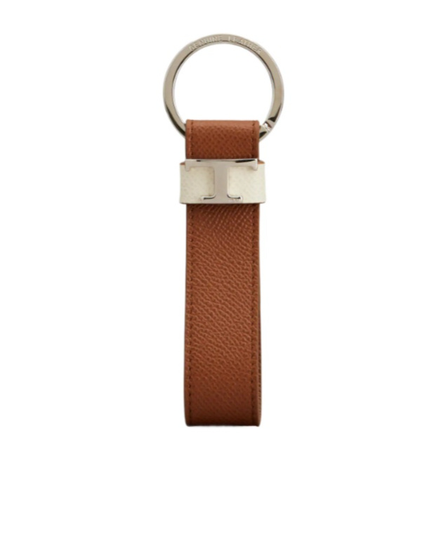 Tod's Textured Leather Keychain In Brown
