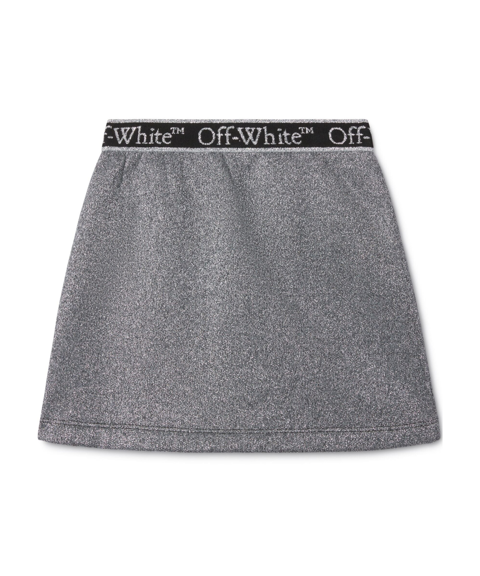 Off-white Bookish Logo-waistband Cotton Skirt In Gray