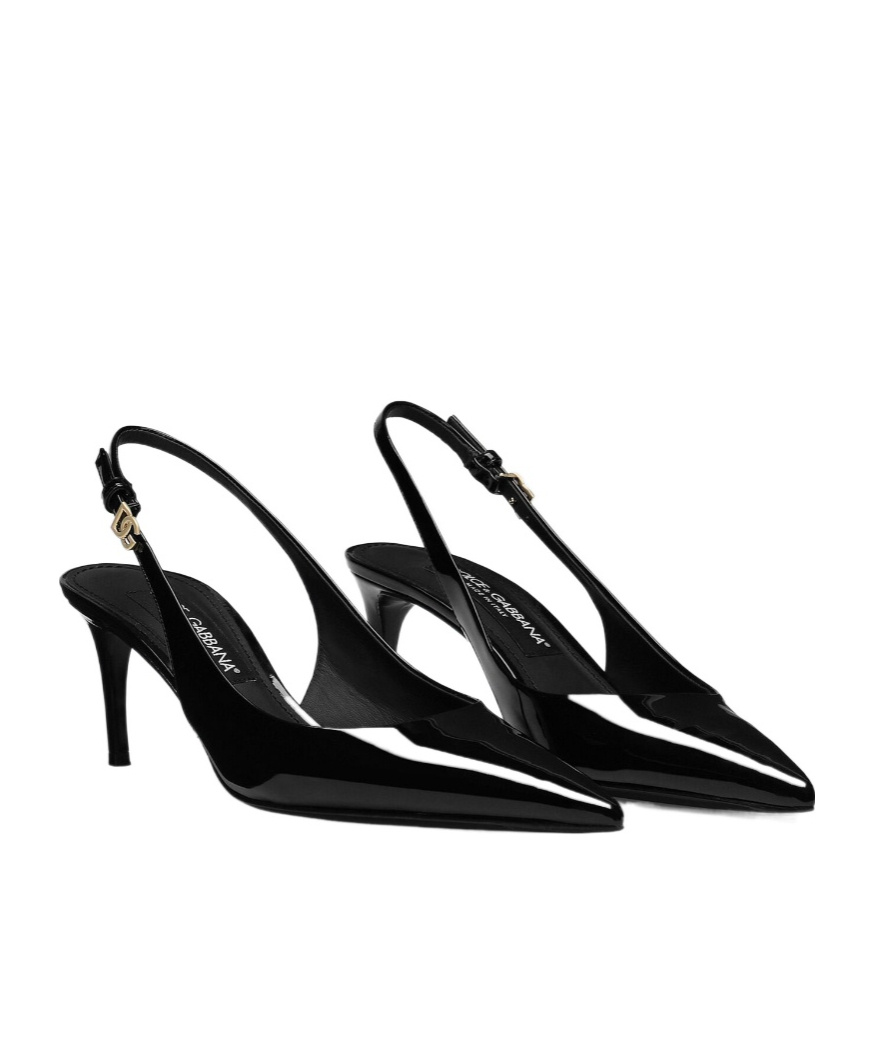 Dolce & Gabbana Tortoiseshell-print Patent Leather Slingbacks In Black