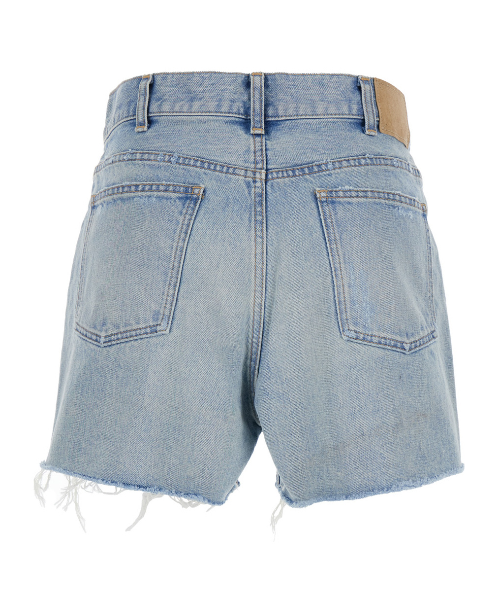 Celine Denim Shorts With Belt Loops In Sky Blue