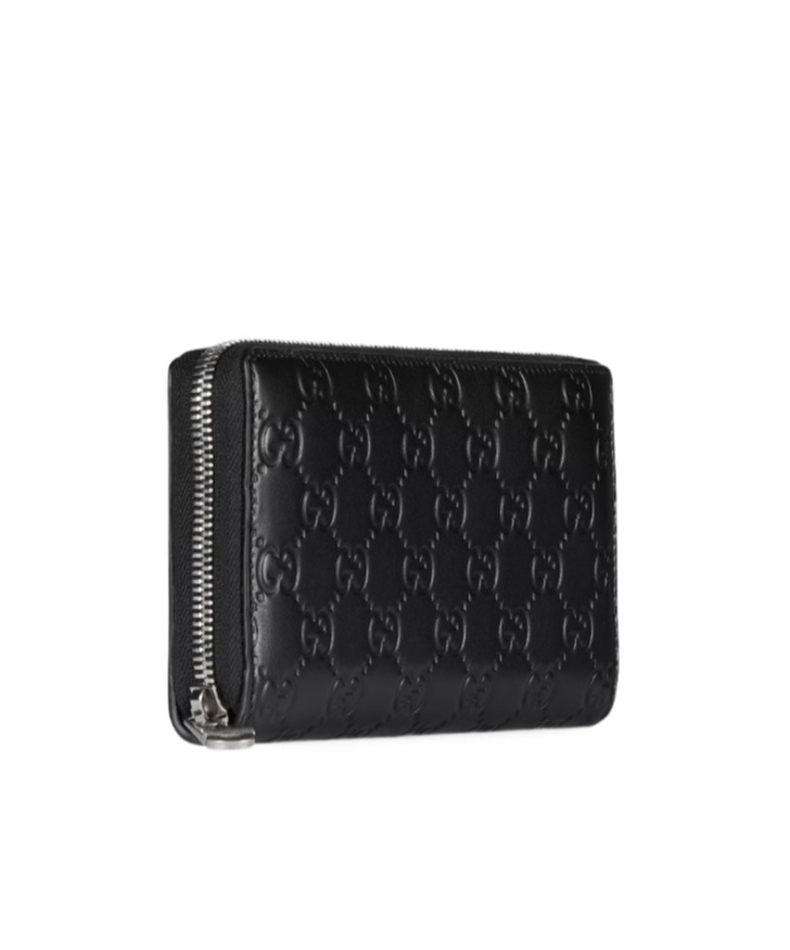 Gucci Gg Emblem Zip Around Wallet In Black